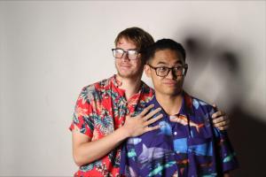 Ben Nario and Kyle Weinberger show off their favourite Hawaiian shirts. 